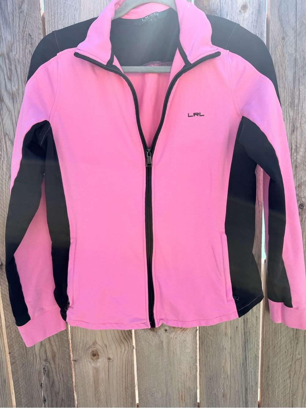 Lauren Ralph Lauren Fitted pink and black Zip-Up Jacket size medium